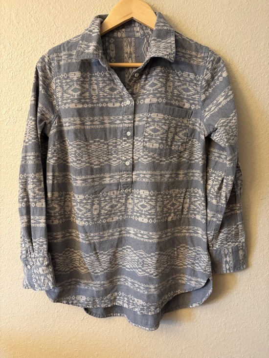 Tops - Gray Aztec Western Shirt Women’s Small Tunic Button Front Boho Top